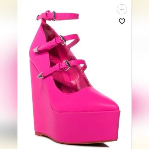 SOLDOUT & NEW, Fuchsia platform wedge Mixx Shuz heels, size 10.5 - Picture 3 of 9